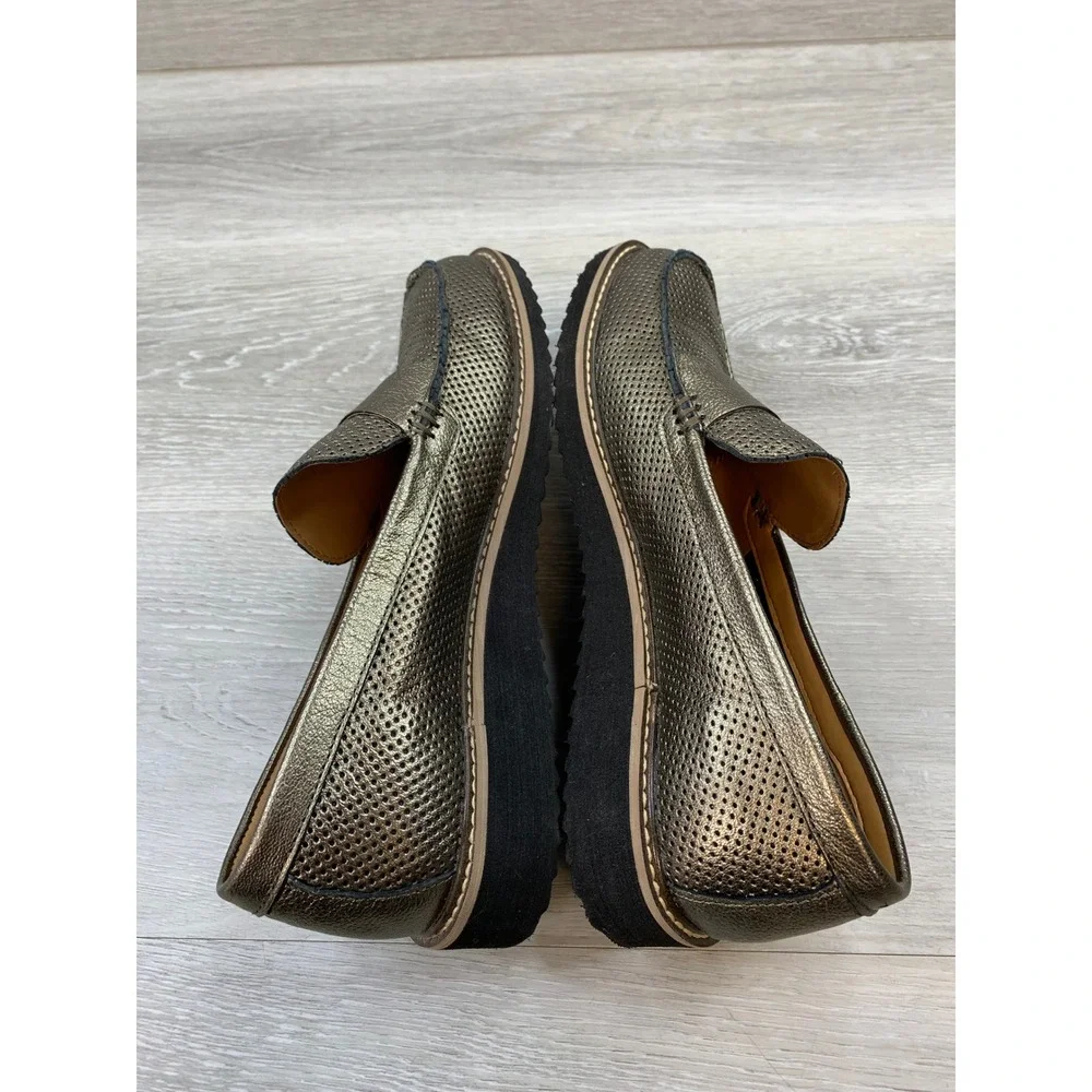 Comfortiva Align Women's Bronze Metallic Perforated Leather Loafers 8.5 Shoes